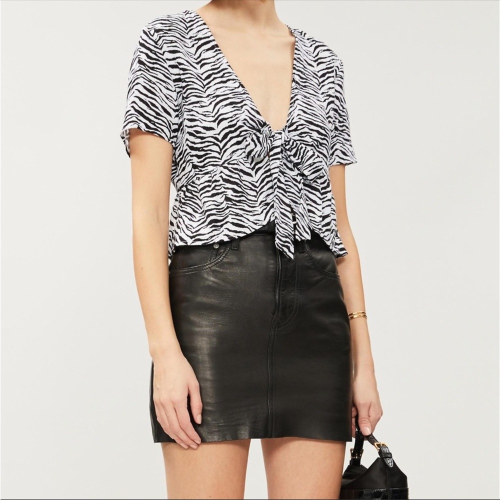 Pacsun Kendall & Kylie Zebra Print Tie front top